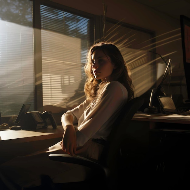 Lonely beautiful girl posing by the window