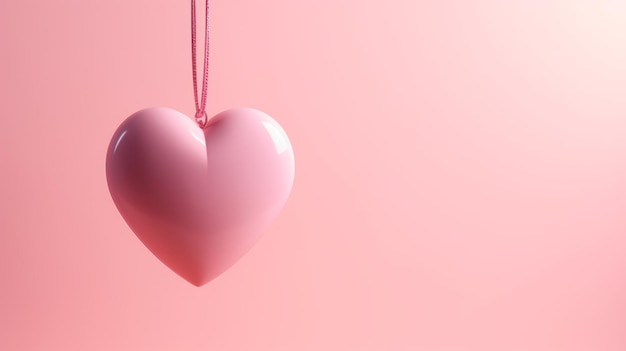 Lonely big heart on a light pink background AI generation