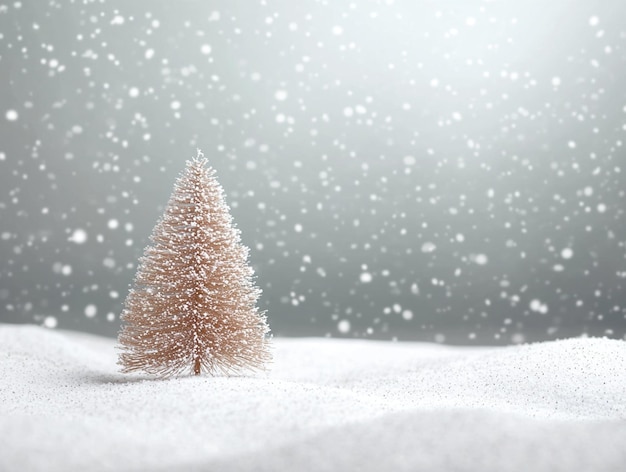 Photo lonely christmas tree in a snowy landscape