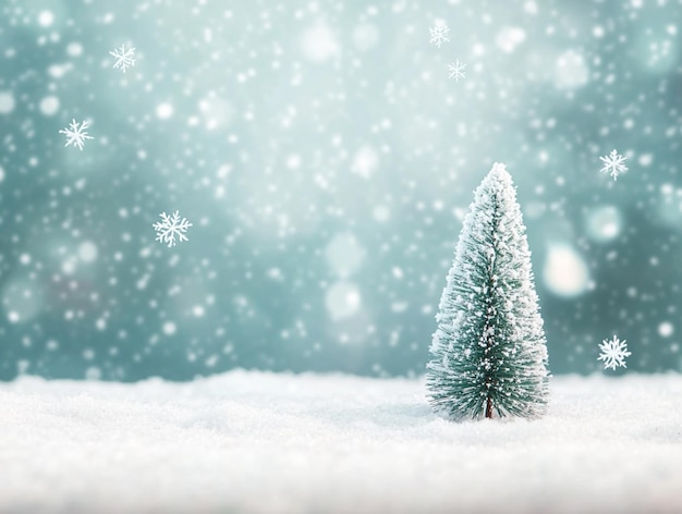 Photo lonely christmas tree in a snowy landscape