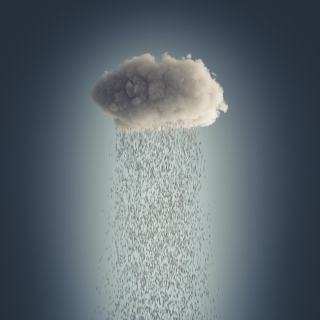 Lonely cloud with rain 3d render