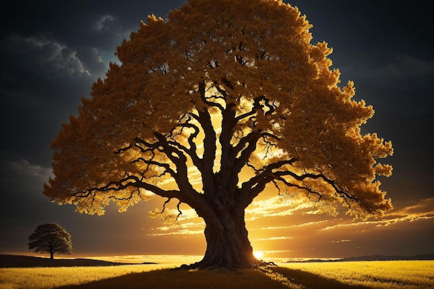 Lonely Giant tree in a field