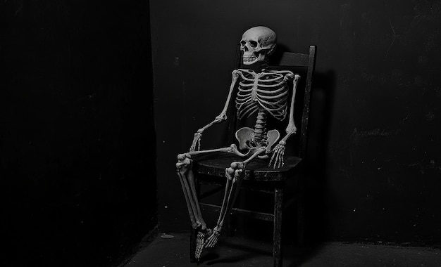 Lonely Skeleton on a Chair