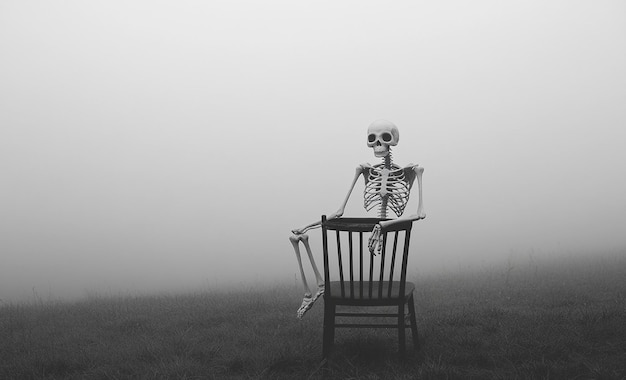 Lonely Skeleton on a Chair