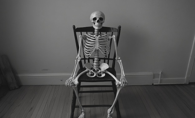 Lonely Skeleton on a Chair