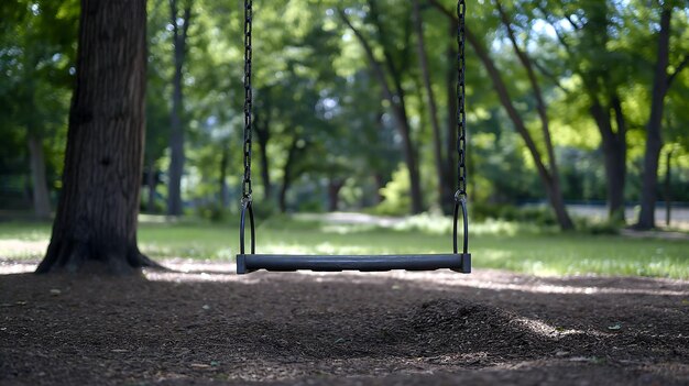 Photo a lonely swing in the park solitude in a summer park peaceful park swing