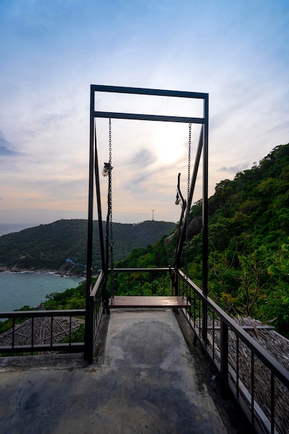 Lonely swing with sea view