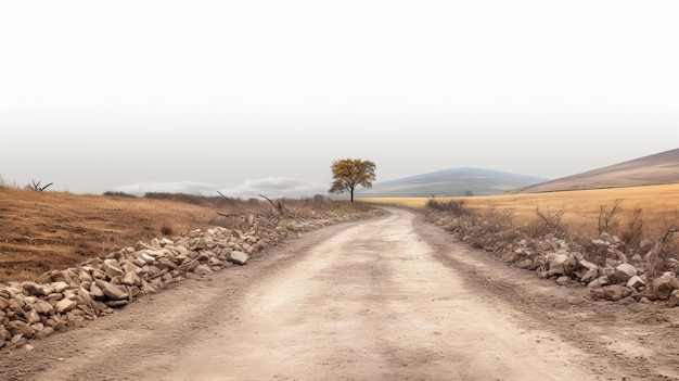 Photo a lonely tree on a dirt road