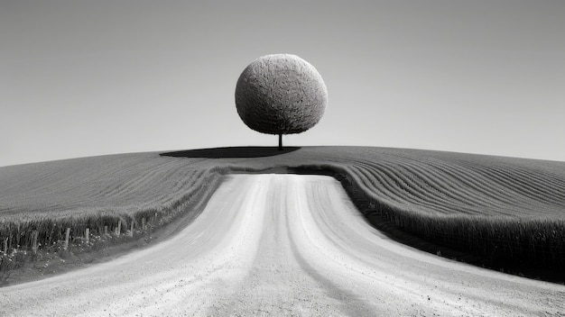 A lonely tree on the road in Tuscany Italy