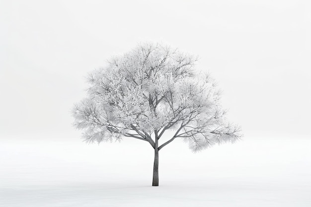 Photo lonely tree in a snowy field