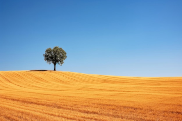 Lonely Tree Standing Standing in Wide Open Country Pasture extreme closeup Generative AI