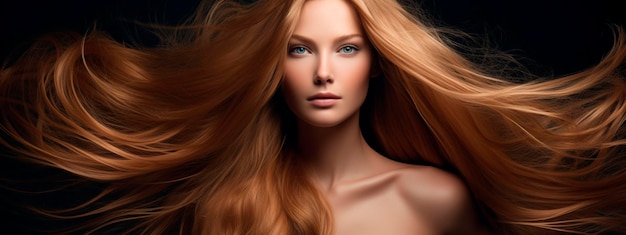 Long beautiful silky female hair Generative AI People