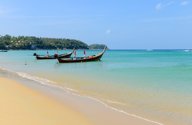 Long boat and tropical beach in Karon beach Phuket, Thailand