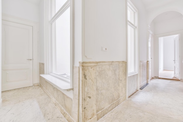 Long corridor in modern apartment