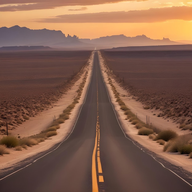 Photo long empty road with dark clouds road alone road long road