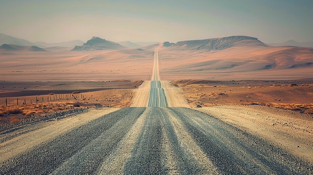 a long empty road with a dirt road going through the middle of it