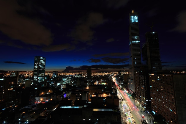 A long exposure of the BD Bacata Buildings under construction in Bogota, Colombia.