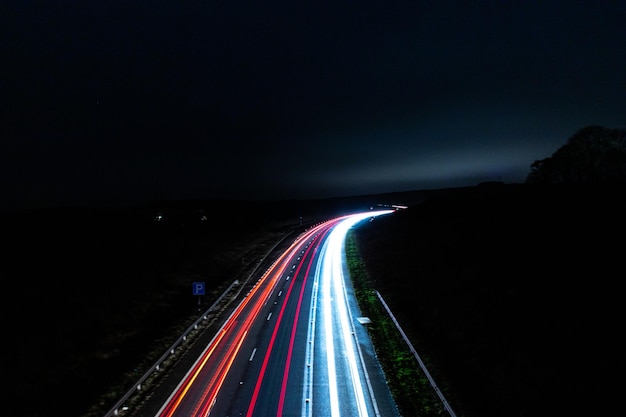 Long exposure of cars passing on Weymouth Relief Road in Weymouth, Dorset, UK