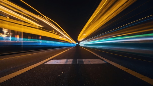 Long exposure of light trails on city street at night