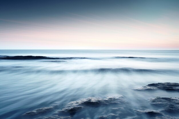 Long exposure of the sea and sky at sunset Long exposure