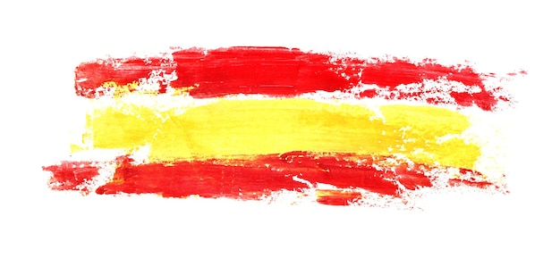 Long flag of Spain by brush strokes isolated on the white background