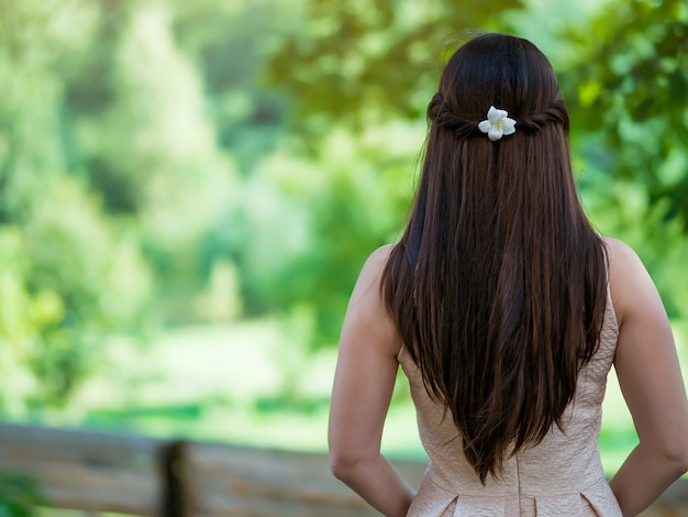 Long flowing hair rear view closeup