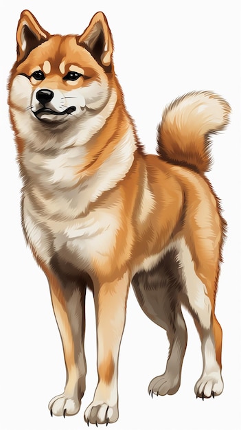 Long Fluffy Shiba Inu Standing Right