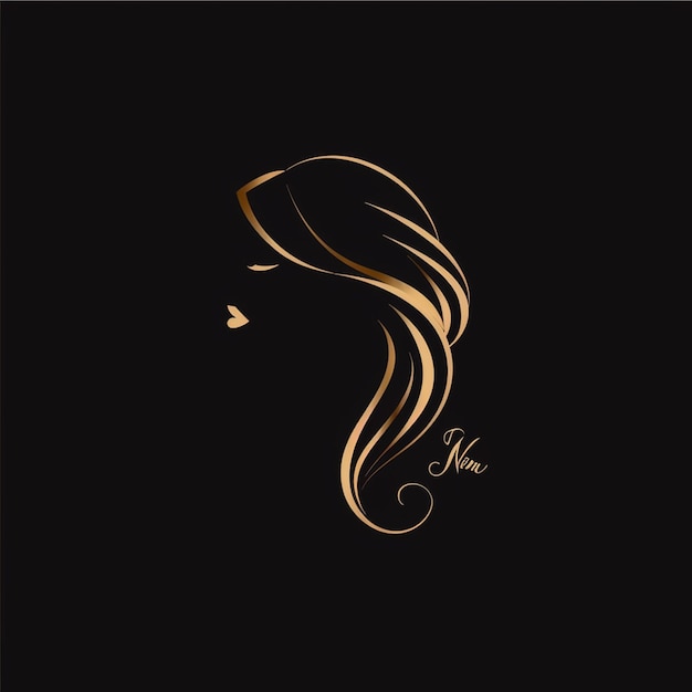 Photo long hair style icon logo women face on white background vector