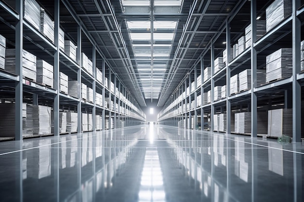 Photo a long row of books in a library with a light shining on the ceiling.