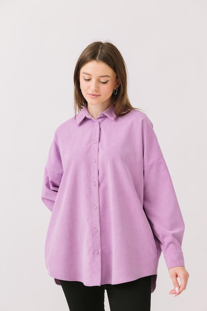 The long sleeve button down shirt in lavender