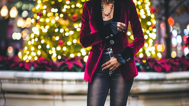 A long sleeved velvet romper adorned with jewel