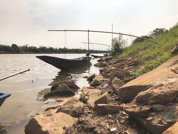 Long tail boat along the Mekong River.