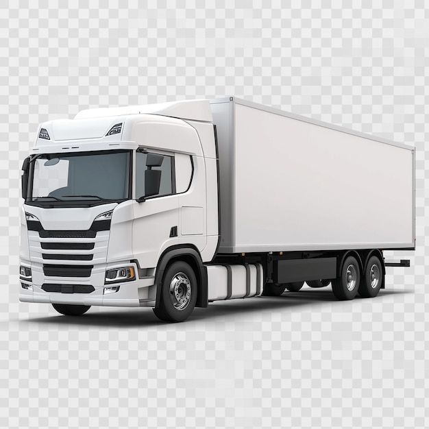 Photo a long truck mockup with white background