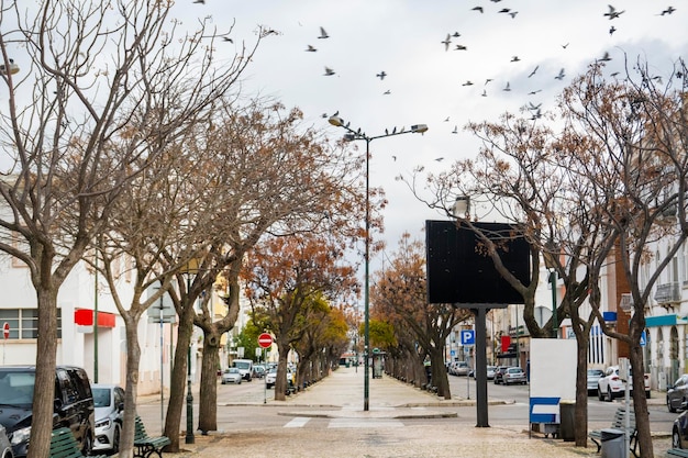 Long view of the Republic avenue on Olhao city