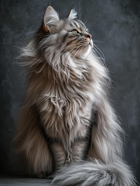 Photo longhaired cat with a luxurious flowing coat