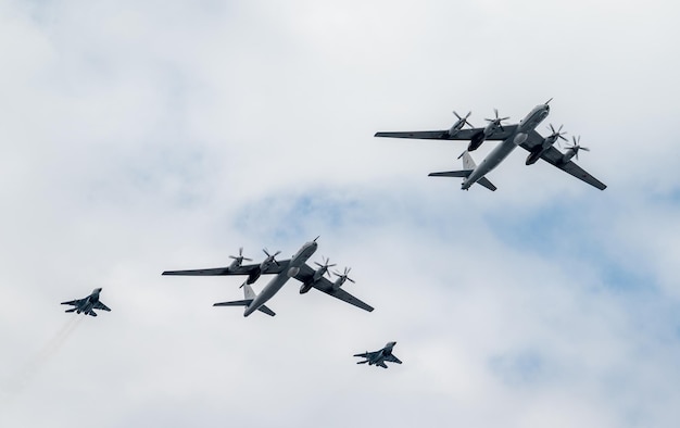 longrange antisubmarine defense aircraft and carrierbased fighters at the Main Naval Parade