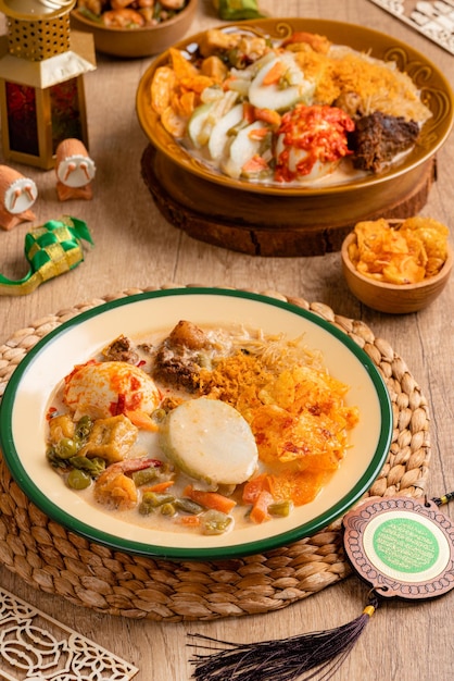 Lontong sayur or vegetable rice cake is an Indonesian traditional rice