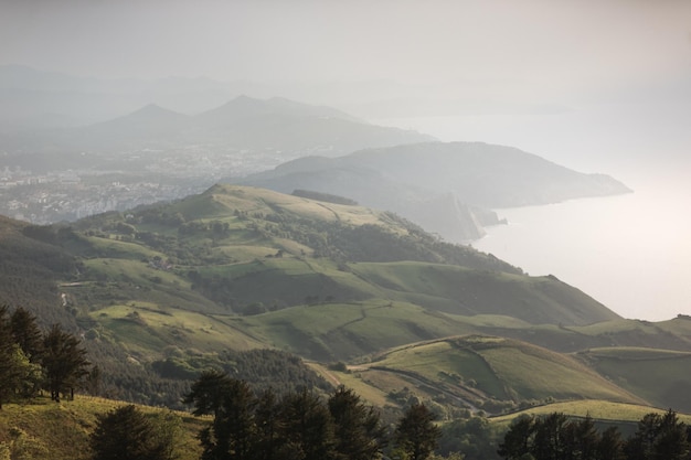 Look at Jaizkibel mountain next to the basque coast between Hondarribia and Pasaia at the Basque Countryx9