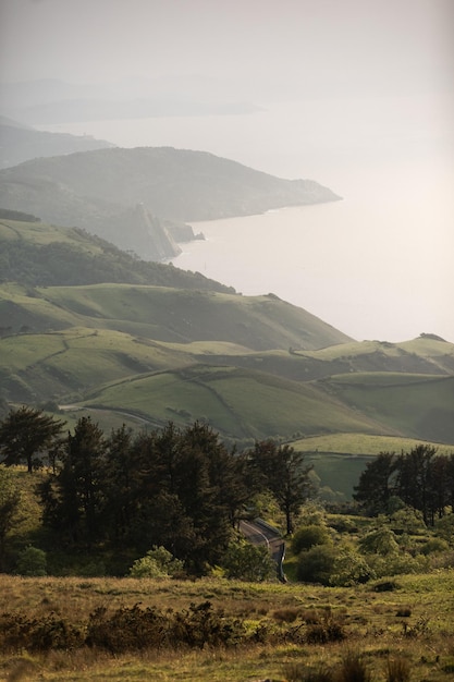 Look at Jaizkibel mountain next to the basque coast between Hondarribia and Pasaia at the Basque Countryx9