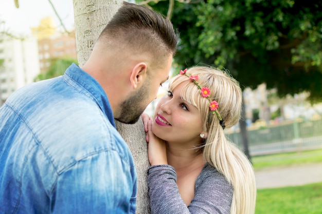 Look of a woman in love with her partner.