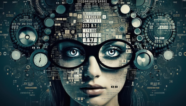 looking into an eye chart is a woman wearing glasses