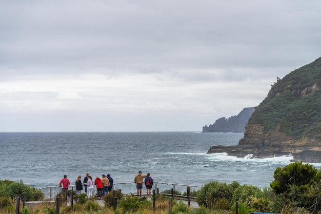 lookout in a national park in australia family exploring in the wild in the rain