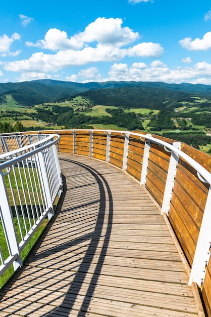 Lookout Tower in BarcicePoland Poprad Park Landscape and Beskidy Mountains