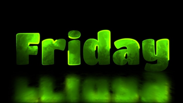 Photo looping neon glow effect friday word black background