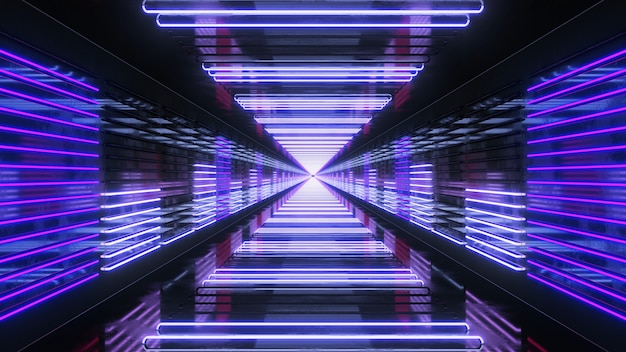 Looping tunnel with neon equalizer