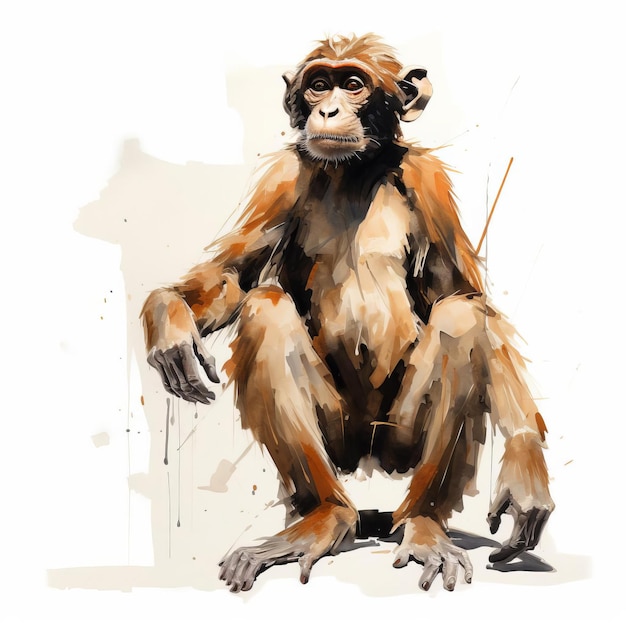 Loose Gestural Monkey Full Body Illustration