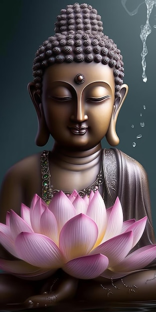 Lord Buddha with lotus generative AI