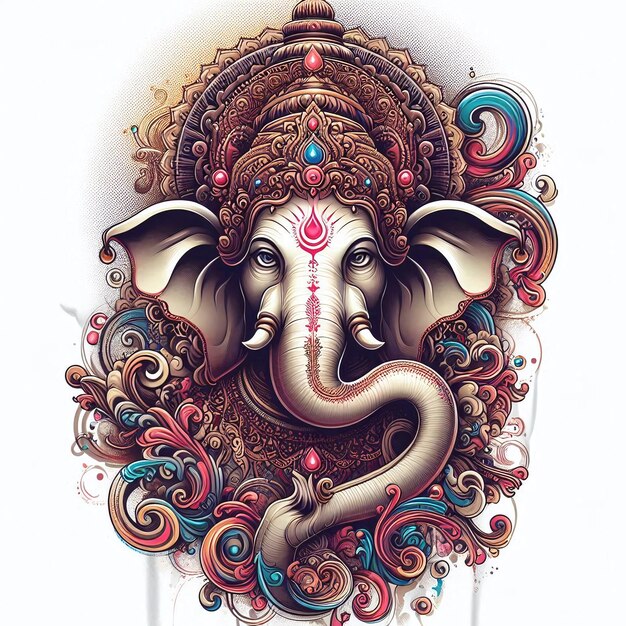 lord ganesh retro art work ai generated images for t shirt prints