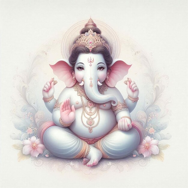 Lord ganesh sitting gracefully with a cute smile ai generated