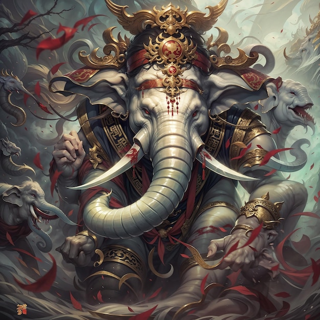 Lord Ganesha as Warrior